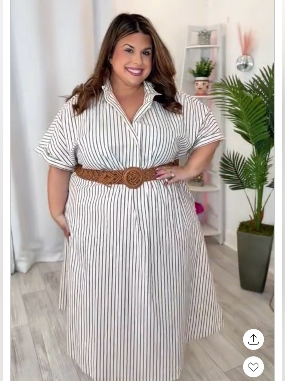 Plus Size Striped Button-Front Shirt Dress